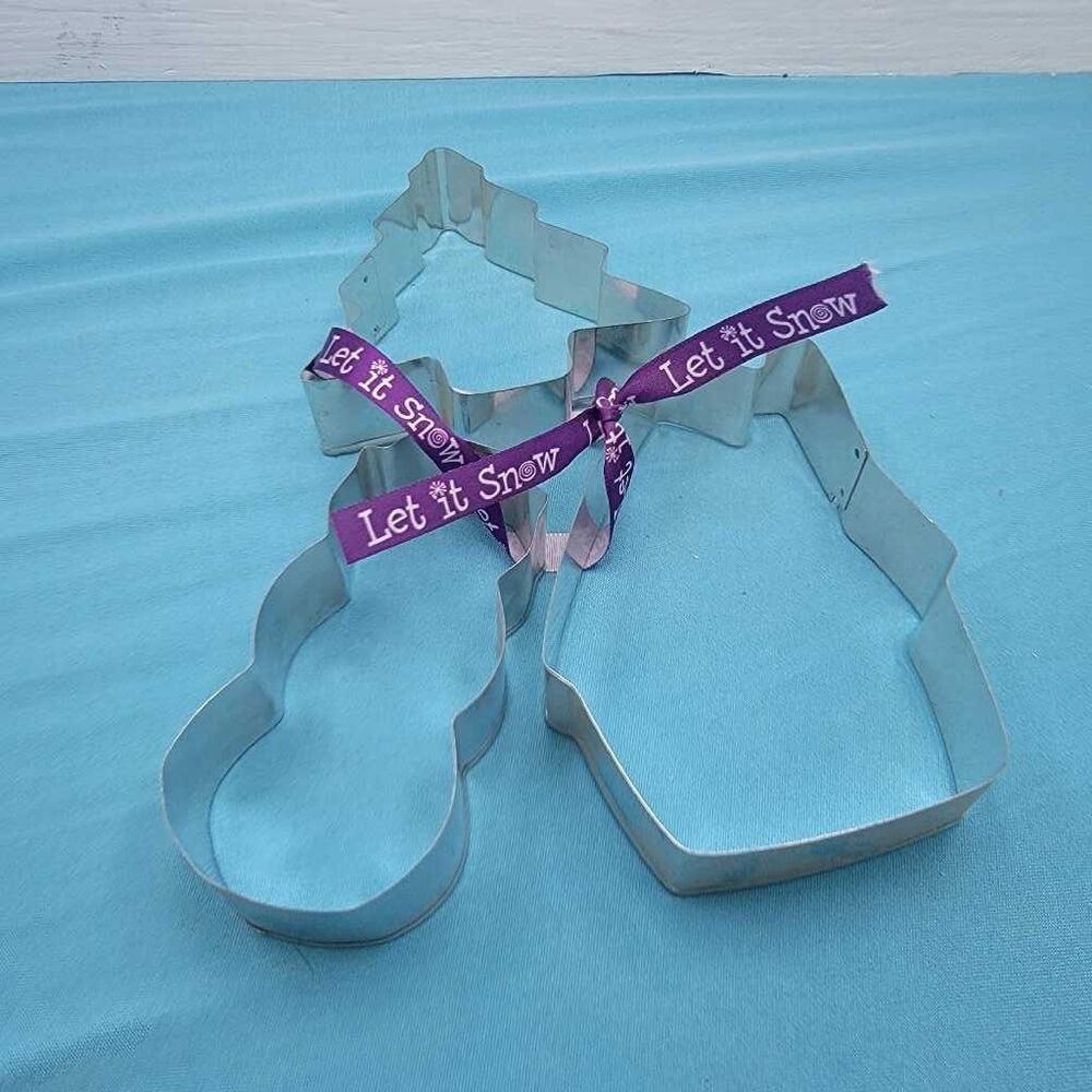 3 Christmas Cookie Cutters Snowman Tree Holiday Baking Metal Shapes